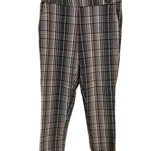 Jessica riley brown and white plaid stretch trousers